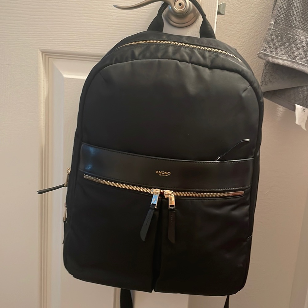 Used Knomo BEAUCHAMP Backpack Black w/ Gold Hardware